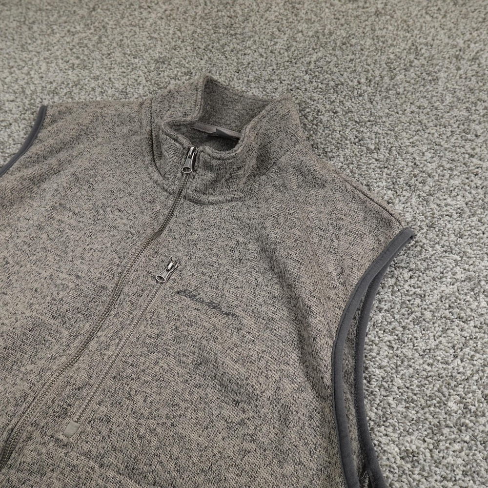 Eddie Bauer Vest Mens XL Gray Full Zip Fleece Sweater Knit Outdoor‎ Hiking